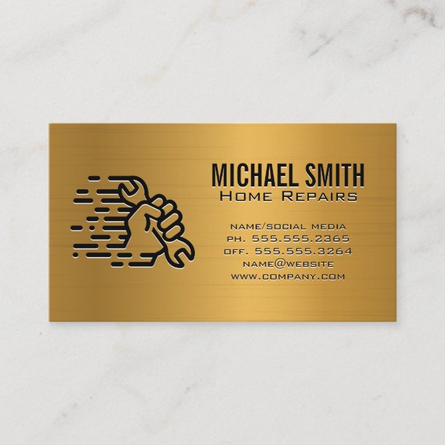 Maskinvara Verktyg | Wrench i Hand Visitkort (Framsida)