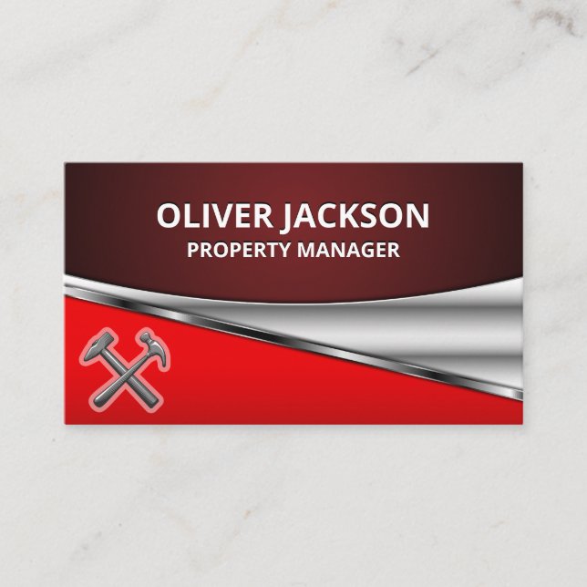 Maskinvarubyggare, Verktyg | Hammare | Metallisk Visitkort (Framsida)