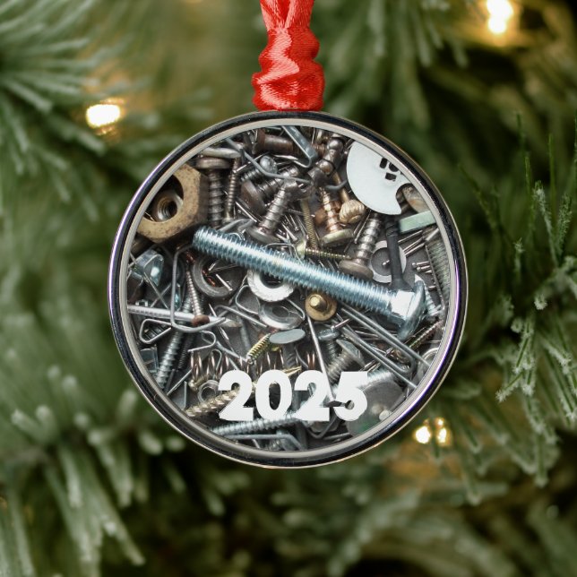 Maskinvaruskräppostlåda, Nagel, Nöt, skruvar och m Julgransprydnad Metall (Träd)