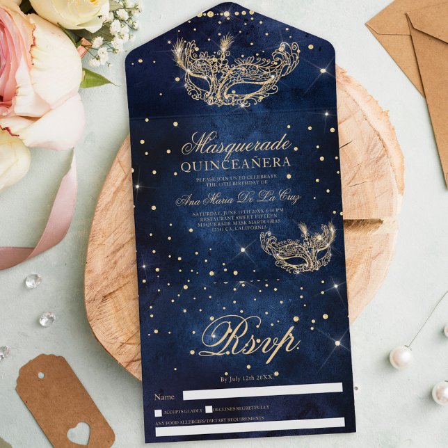 Maskmask chic guld glitter quinceanera (Skapare uppladdad)