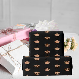 Maskmask för svart guld i party presentpapper