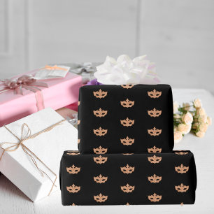 Maskmask för svart guld i party presentpapper
