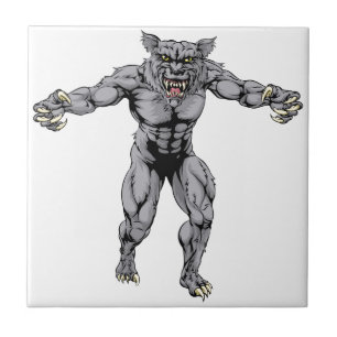 Maskot för sportar för Werewolfvarg läskig Kakelplatta