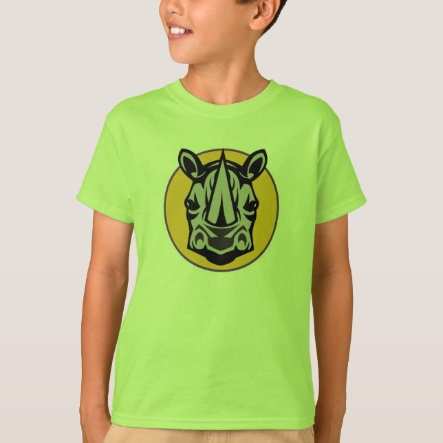 maskot noshörning cirkel design t shirt (Framsida)