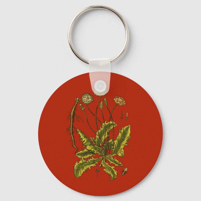 Maskros Botanisk Illustration Nyckelring (Framsida)