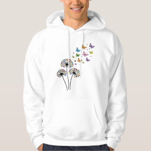 Maskros fjäril flöde hoodie