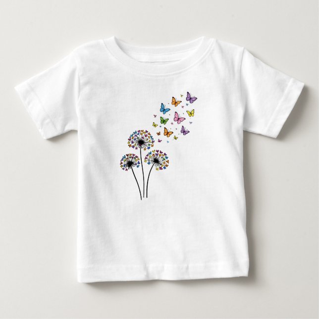 Maskros fjäril flöde t shirt (Framsida)