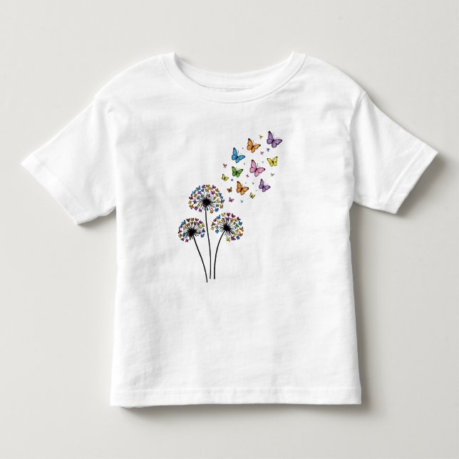 Maskros fjäril flöde t shirt (Framsida)