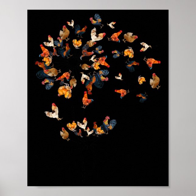 Maskros Kyckling Blomma Blommig Kycklingar Bonde G Poster (Framsidan)