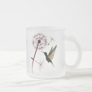 Maskros- och Hummingbirdmugg Frostad Glasmugg