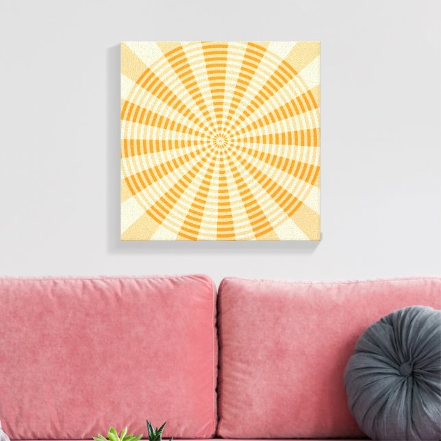 Maskros, Orange Spiral, Boho Abstrakt Konst Canvastryck (Insitu (Vardagsrum))