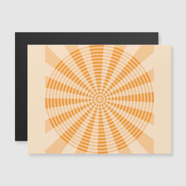 Maskros, Orange Spiral, Boho Abstrakt Konst Magnetisk Inbjudningskort (Fram/baksida)