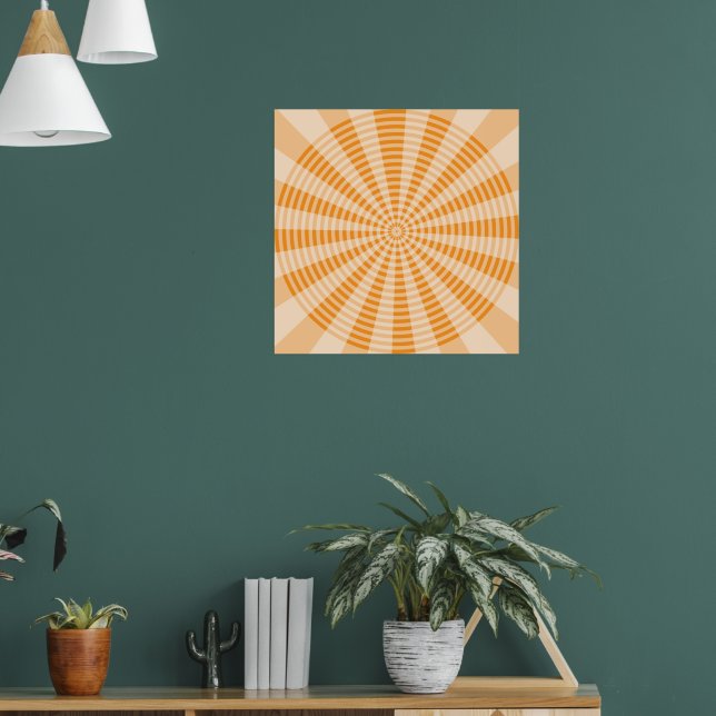 Maskros, Orange Spiral, Boho Abstrakt Konst Poster (Vardagsrum 1)