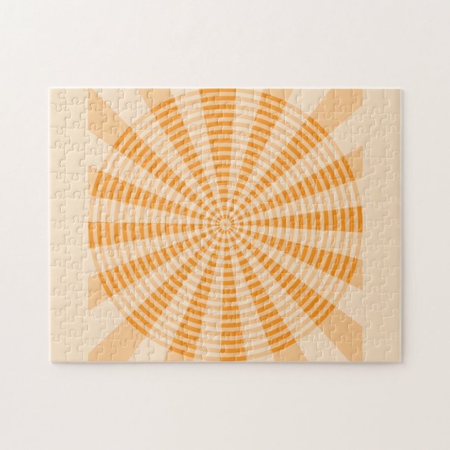 Maskros, Orange Spiral, Boho Abstrakt Konst Pussel (Horisontell)