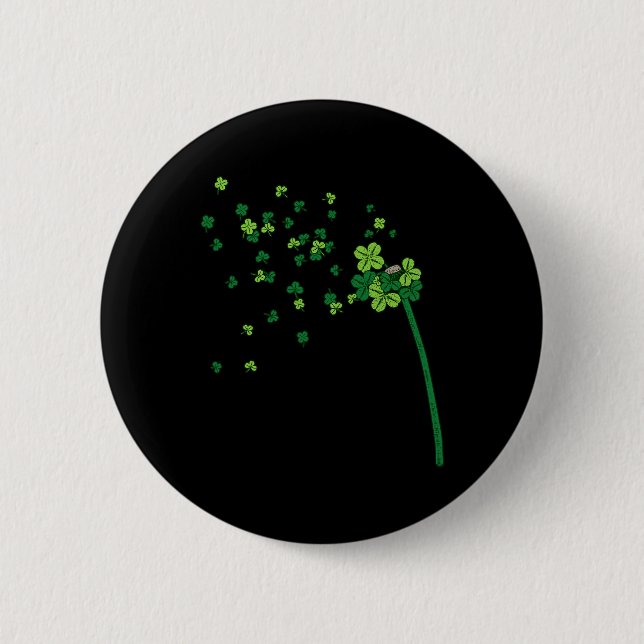 Maskros Shamrock Klöverblad St. Patrick Irländsk R Knapp (Framsida)