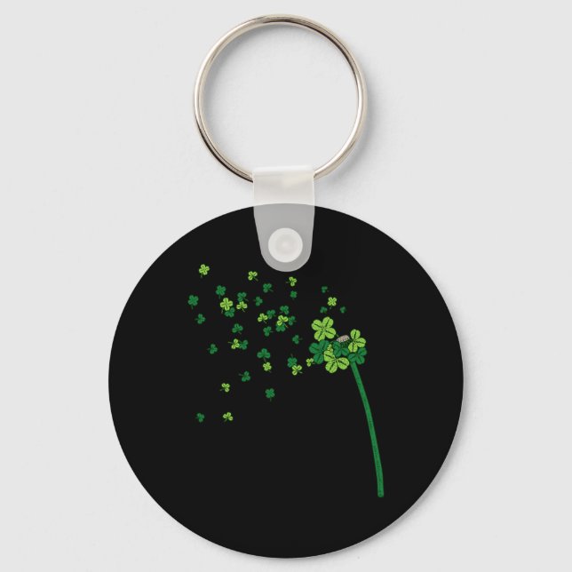 Maskros Shamrock Klöverblad St. Patrick Irländsk R Nyckelring (Framsida)