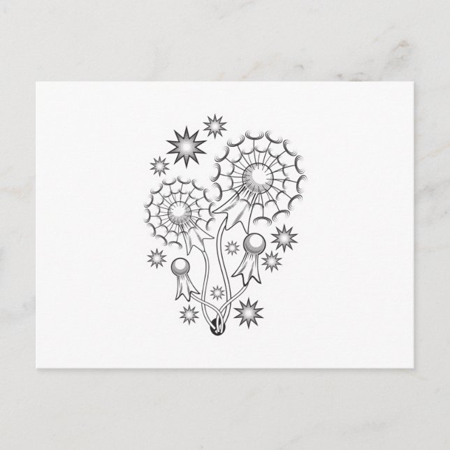 Maskros Tatuering Design Vykort (Framsida)