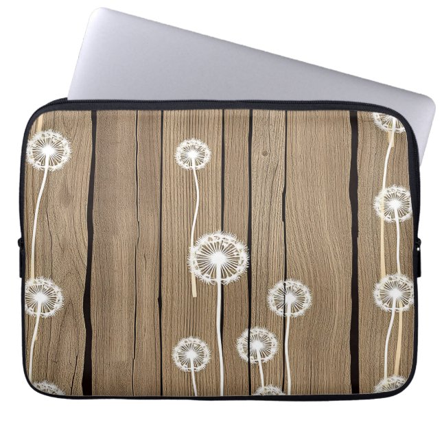 Maskros Trä Rustik Mönster Laptop Fodral (Framsidan)