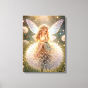 Maskrosalvflicka i den lysande ängen canvastryck