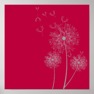Maskrosblomma på rosa konst poster