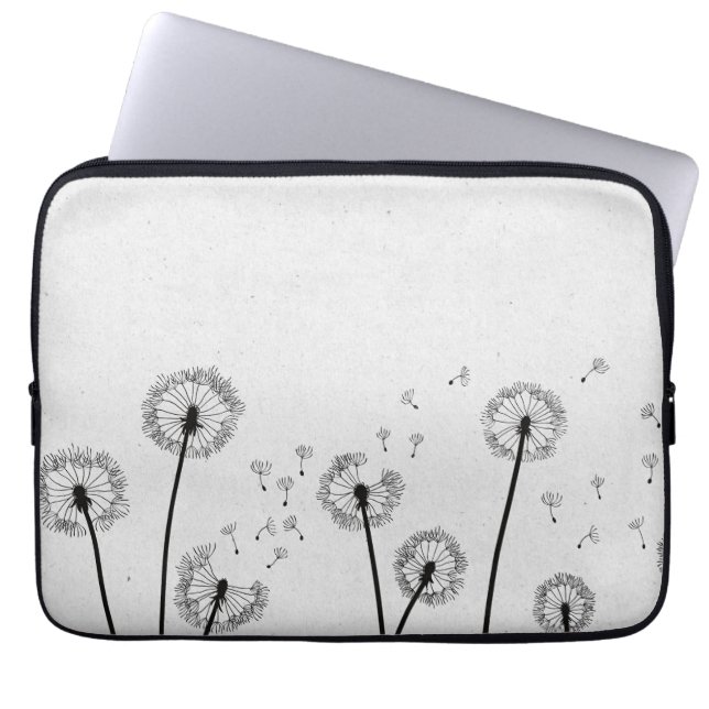 Maskrosblommor Fnöske Sporer Grå Laptop Fodral (Framsidan)
