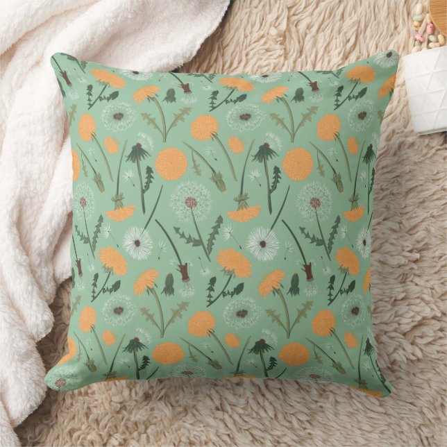 Maskrosblommor Orange Blommönster Kudde (Filt)