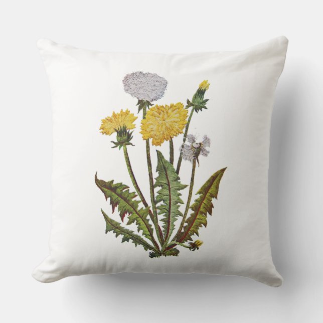Maskrosbroderad kudd kudde (Framsida)