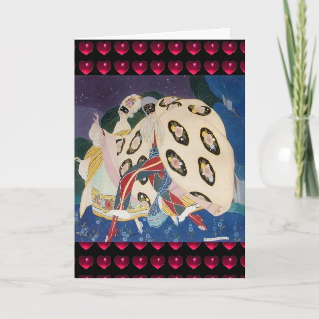 MASKS Art Deco Alla hjärtans dag Hjärtat Helgkort (Framsida)