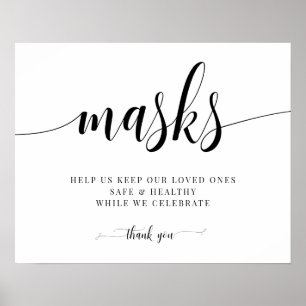 Masks Covid Safety Bröllop-tecken Poster