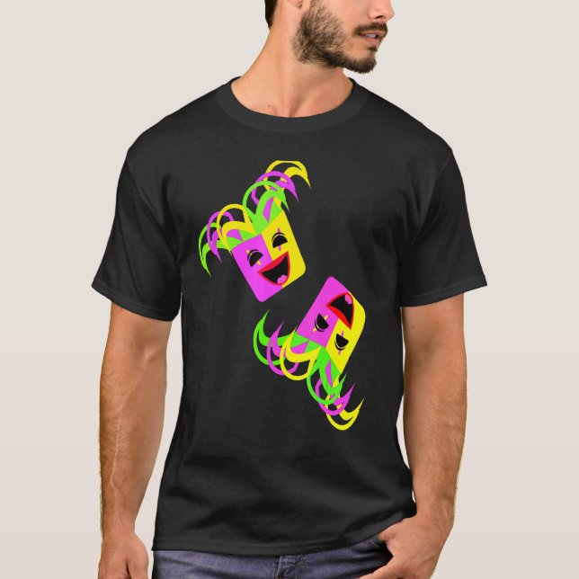 Masks Laughing Vibrant Färg T Shirt (Framsida)