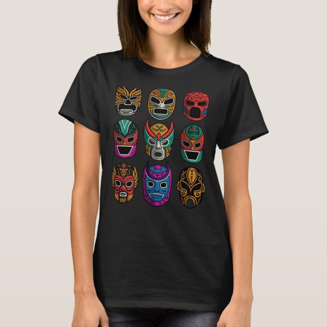 Masks of Legends Retro Lucha Libre Wrestlong T Shirt (Framsida)
