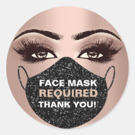 Masktäckning för ansikte som krävs för Makeup-hash Runt Klistermärke