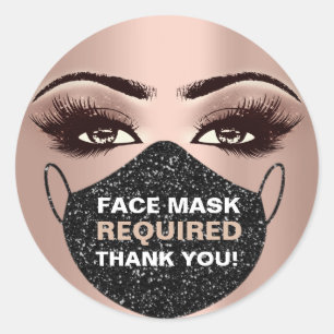 Masktäckning för ansikte som krävs för Makeup-hash Runt Klistermärke