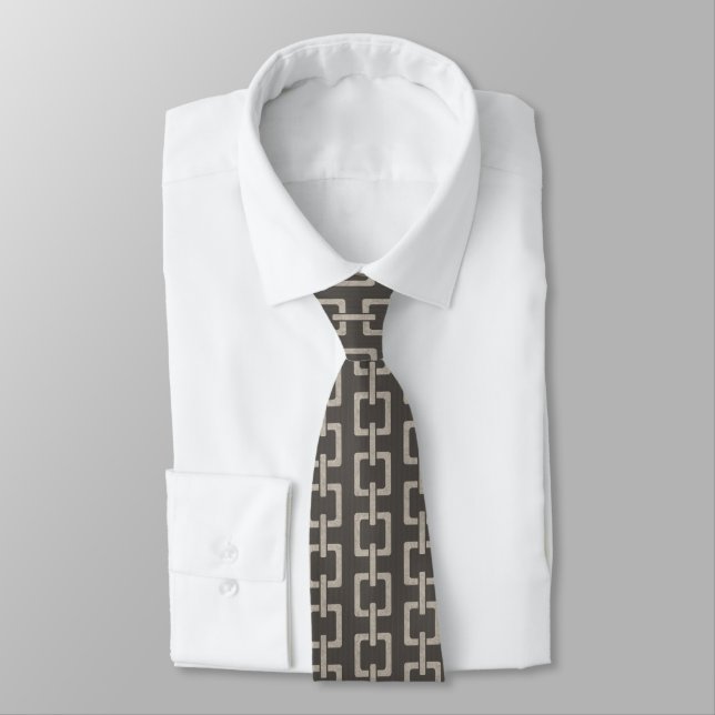 Maskulin geometrisk kedja Taupe Beige Slips (Bunden)
