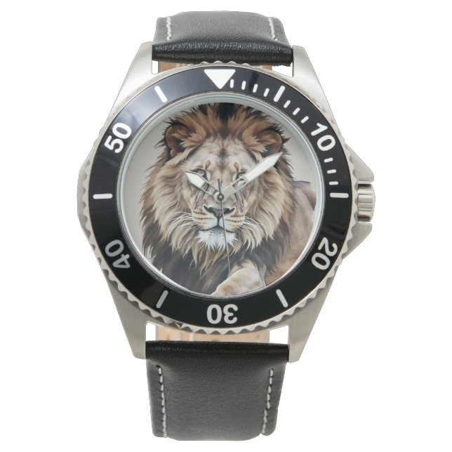 Maskulin, Lejonkung Bakgrund, Herrklocka Armbandsur (Framsida)