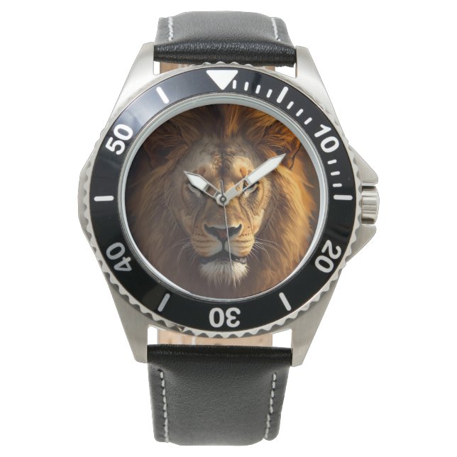 Maskulin Lejonkung Bakgrund, Herrklocka Armbandsur (Framsida)