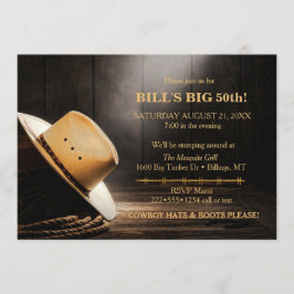 Maskulin Rustik Cowboyhatt Rep Trä Western Inbjudningar