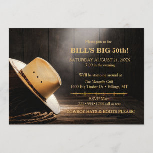 Maskulin Rustik Cowboyhatt Rep Trä  Western Inbjudningar