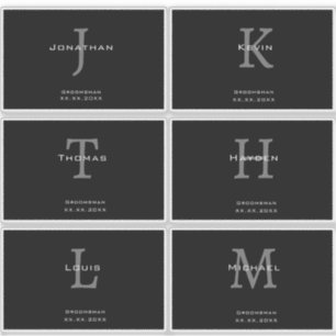 Maskulin svart-vit initial + namnmonogram klistermärken