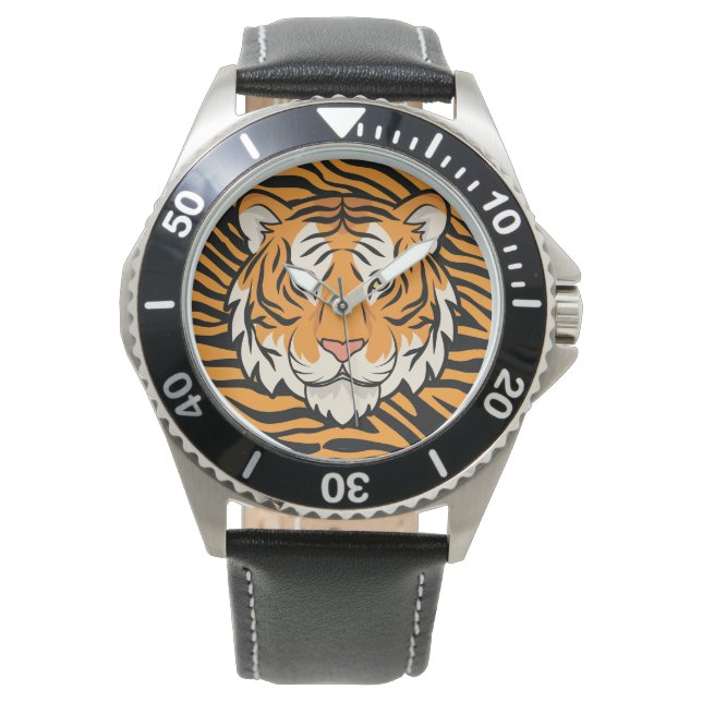 Maskulin, Tigeransikte, Tigerhud Bakgrund Armbandsur (Framsida)