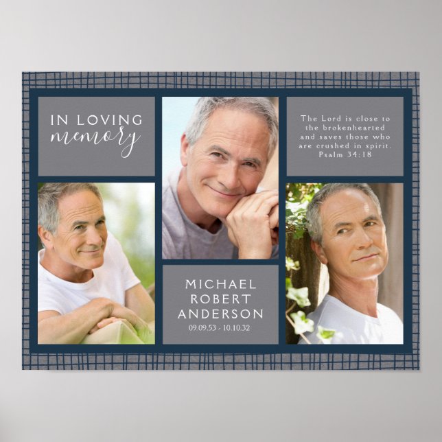 Maskulin välkomstskylt för begravning i kärleksful poster (Framsidan)