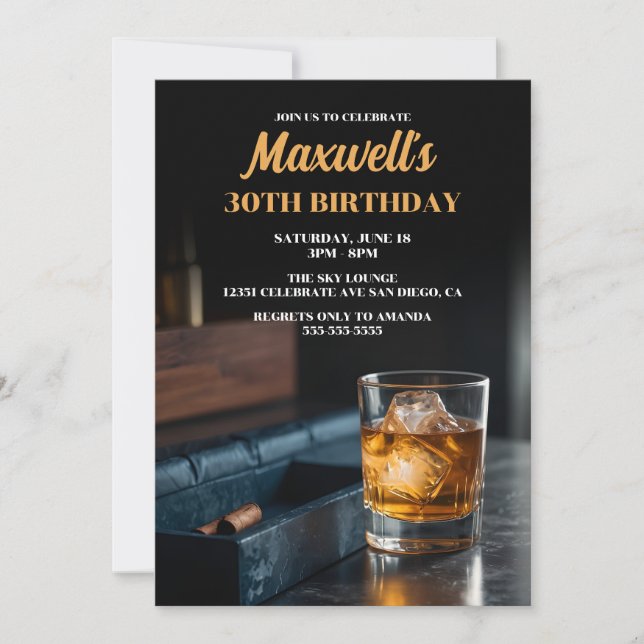 Maskulin Whiskey & Cigarrkväll | Herrarnas del Inbjudningar (Framsida)