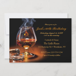 Maskulina Cigarrer & Brandy Cognacsnaps Monogram Inbjudningar