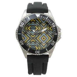 Maskulina Geometriska Blå Guld Svart Armbandsur