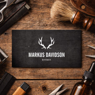 Maskulint lantligt hjorthorn logotyp Barberare Visitkort