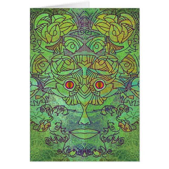 Maskyrint: Grönt Spirit Card Hälsningskort (Framsidan)