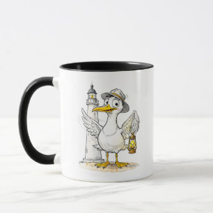 Måsliknande seriefigur fyrlykta mugg