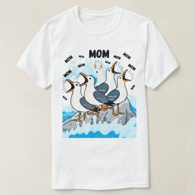 Måsmamma – Rolig T-Shirt för de som älskar kustfåg (Design framsida)
