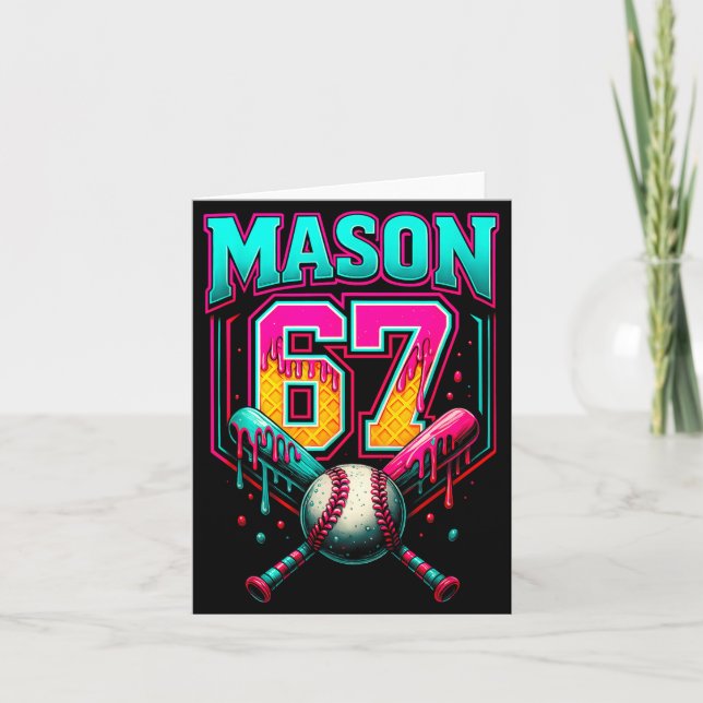 Mason 67 Funny Ice Cream Drip Baseball Ice Cream D Kort (Framsida)