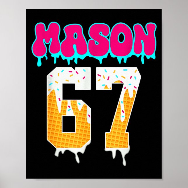 Mason 67 Funny Ice Cream Drip Baseball Ice Cream D Poster (Framsidan)